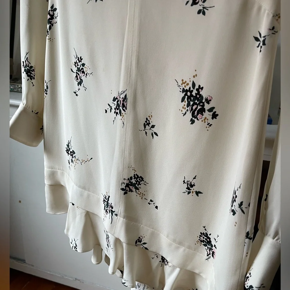 ALC Sana Flounce Hem Dress 100% Silk Floral - Picture 9 of 12